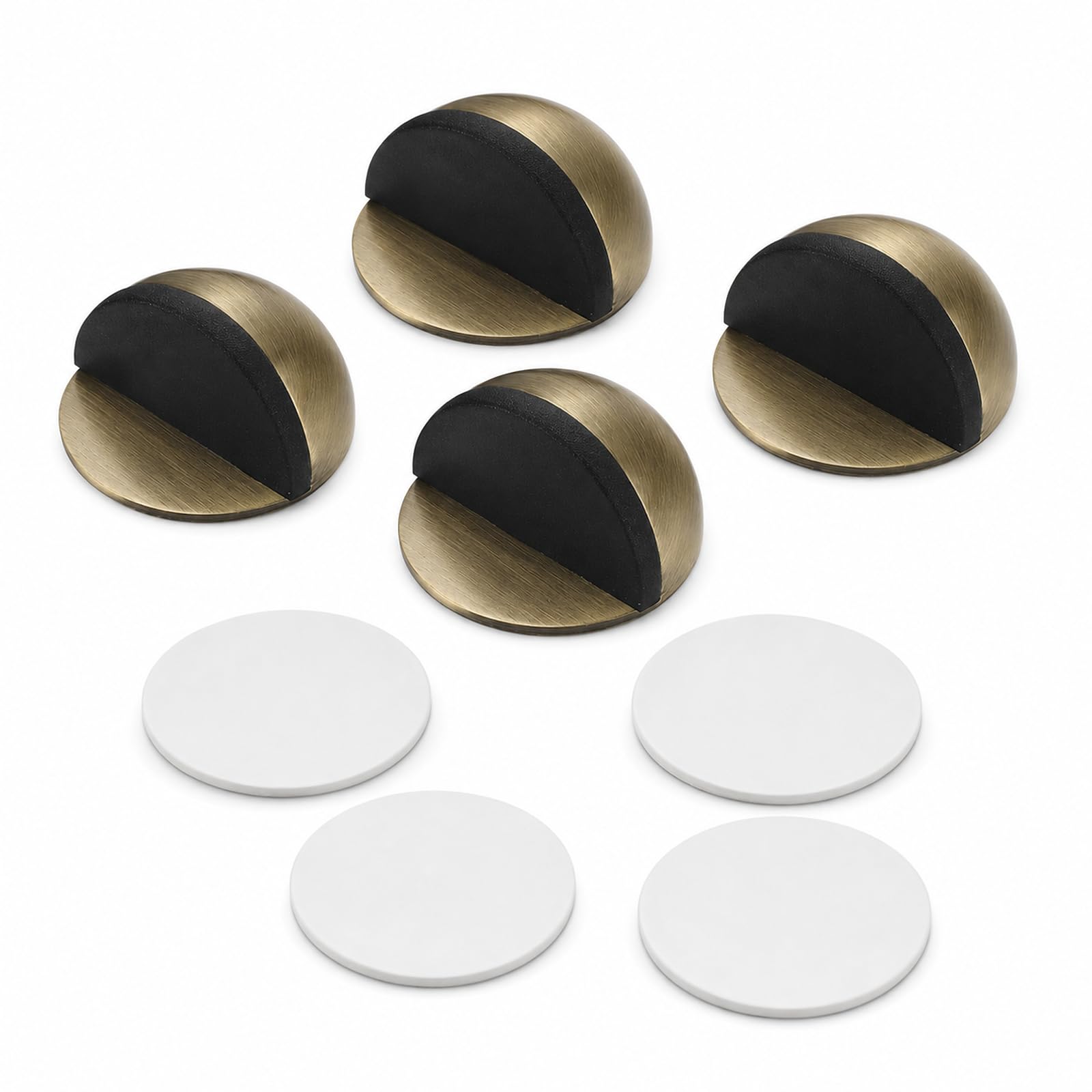 4 Pack Antique Brass Door Stop, Brass Door Stop, Self Adhesive Door Stop