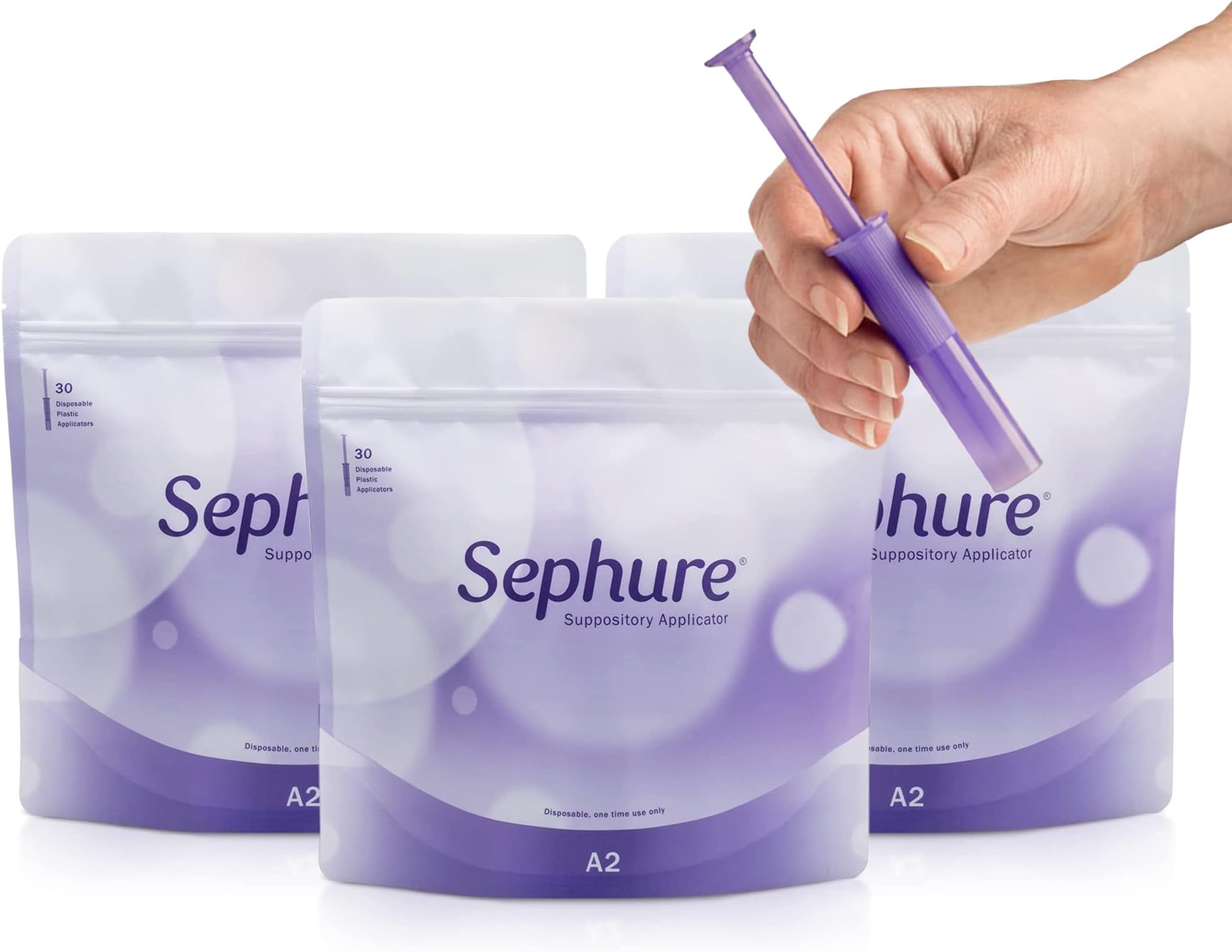 Easy-to-Use Suppository Applicator for Women and Men, Disposable Applicator for Suppositories for Constipation from Various Brands, 3-Pack, 30-Count, Size A2