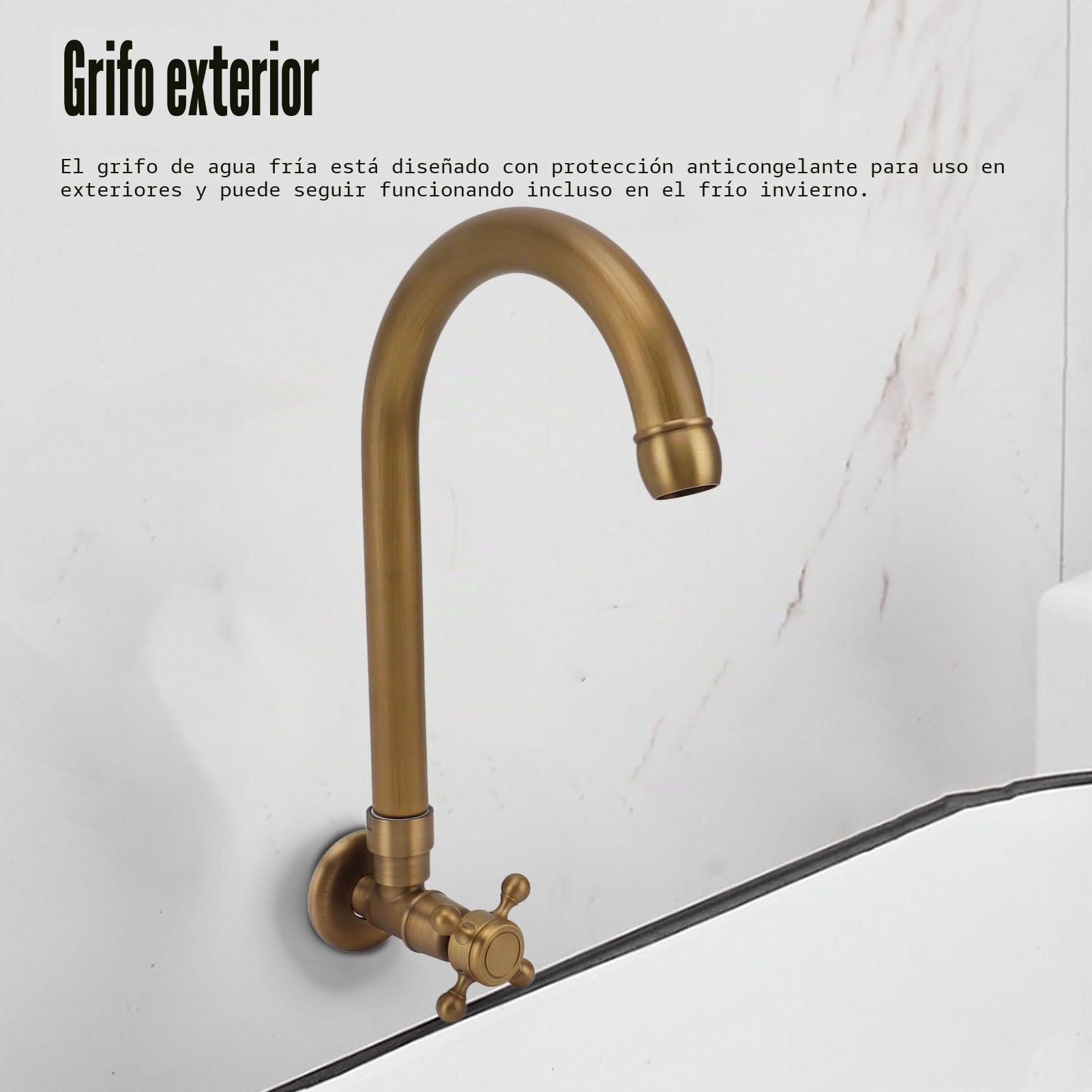 Grifo de cocina, Grifo De Jardín, Grifo Para Fregadero Al Aire Libre, Grifo Para Fregadero De Barra, Grifo Para Bañera De Lavandería Con Un Solo Orificio, grifo giratorio de cocina (Round)