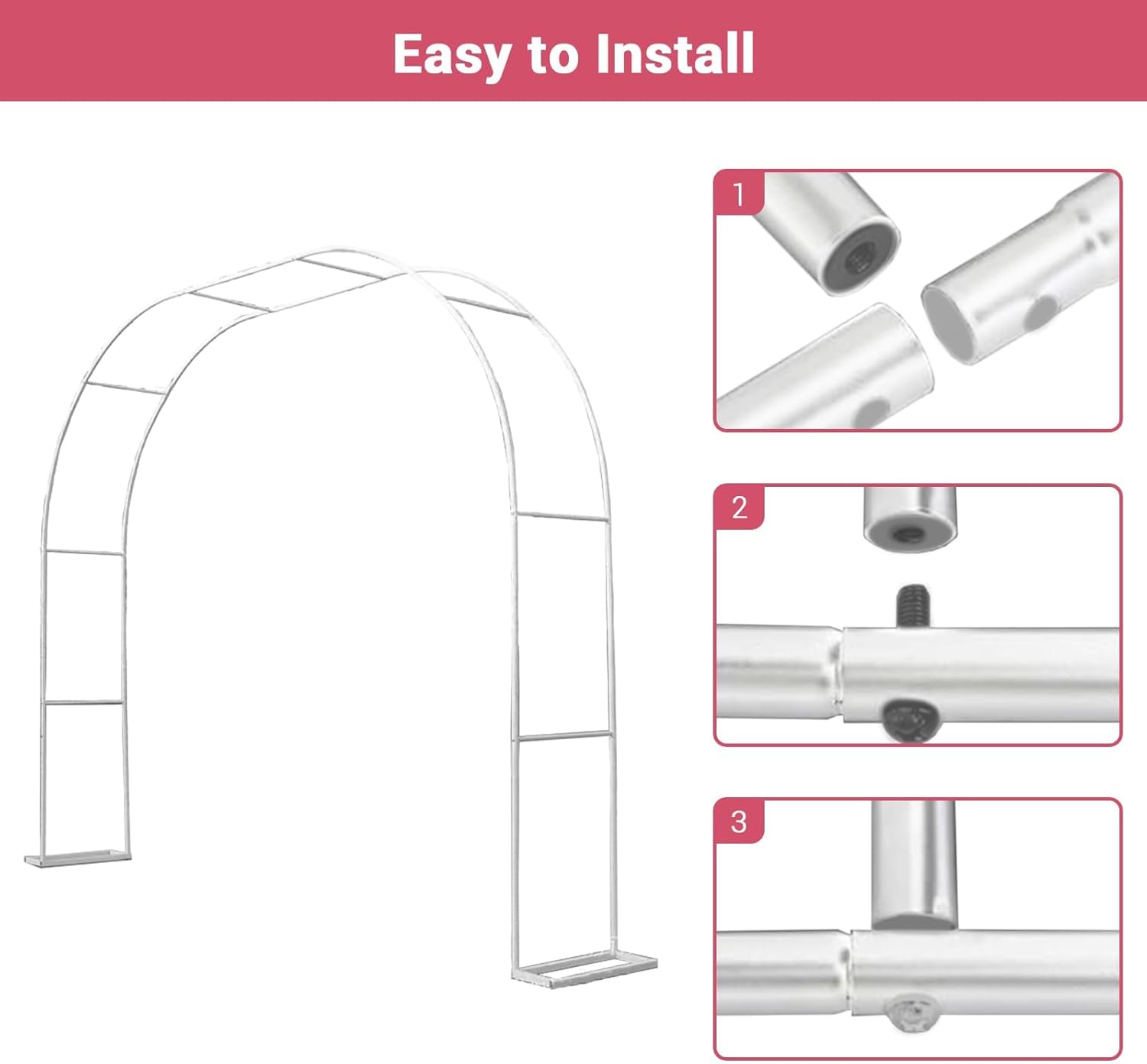 Garvee 9.8Ft x7.2Ft Garden Arch with Planter Metal Garden Arbor with Gate, Arch Trellis for Climbing Plants Various Climbing Plant Roses Vines Bridal Party Decoration White
