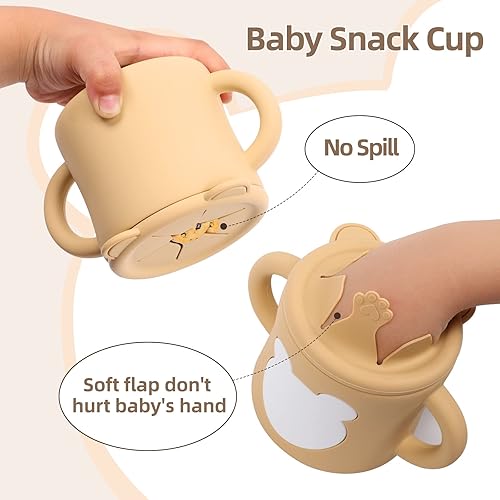 Miniatura 4 de ROISDIYI Vasos para bebés de 6 meses de silicona con popote para bebé, 8 onzas, a prueba de derrames, tapa extraíble para aperitivos, asas de fácil