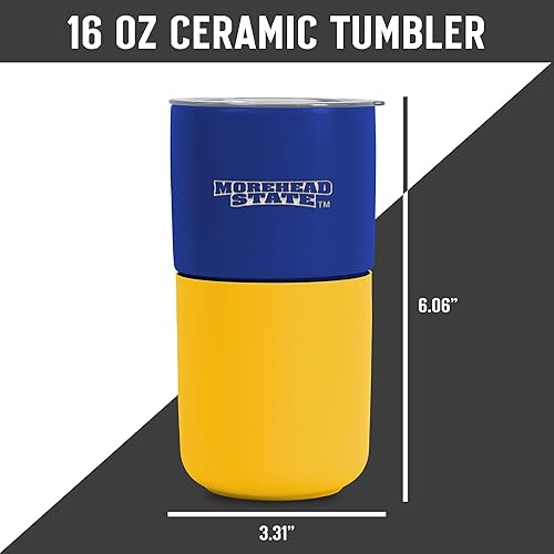 Miniatura 207 de Rico Industries NCAA Miami of Ohio Redhawks - Vaso de cerámica de 16 onzas con agarre de silicona, grabado láser profundo, diseño de color negro
