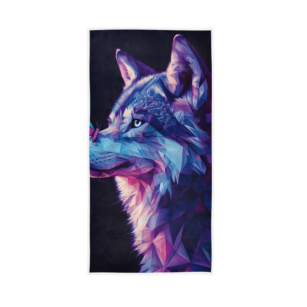 HUYGD Pastel Wolf Butterfly Hand Towel, 15 x 30 Inches, Soft Highly Absorbent Towels for Bathroom Gym Hotel