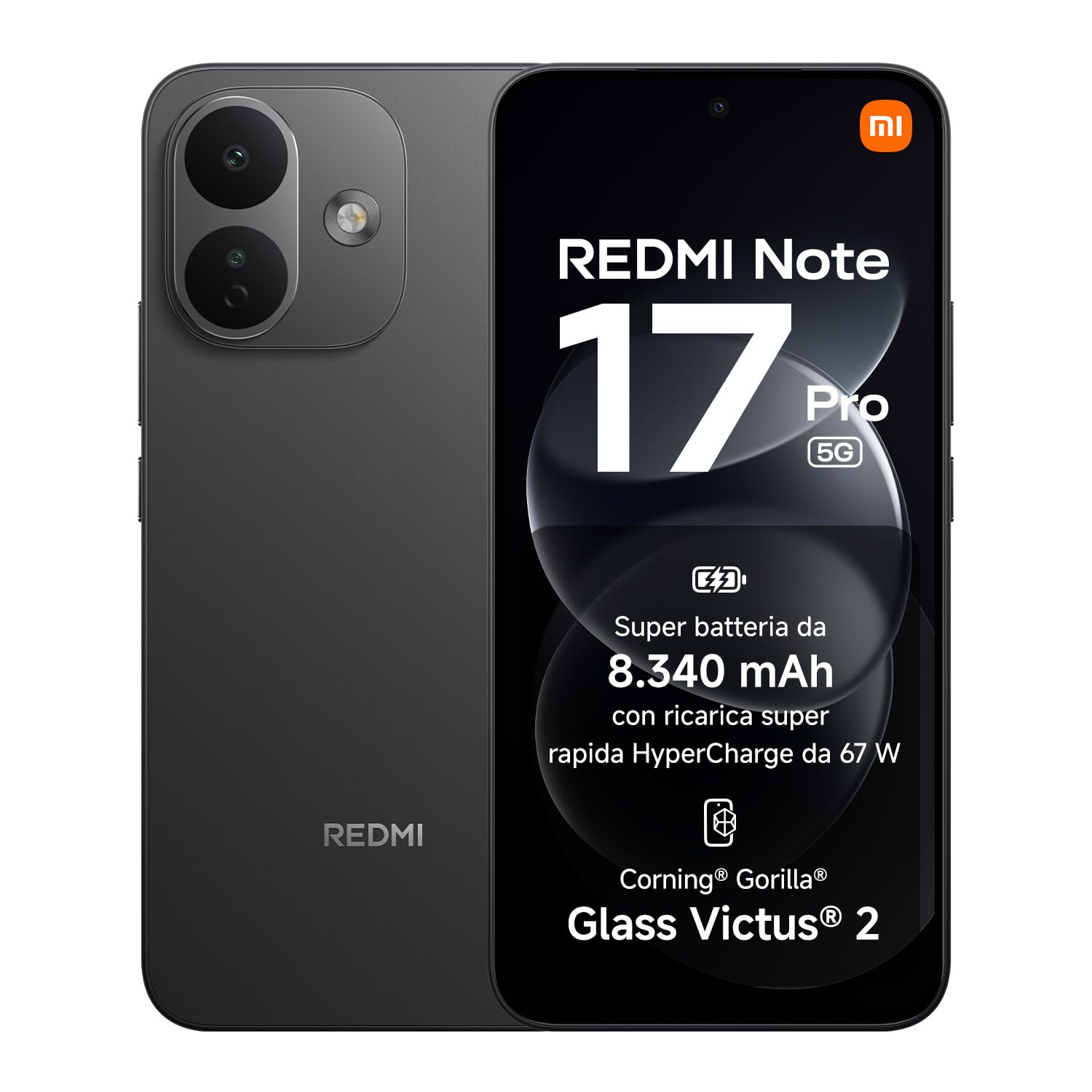 REDMI Note 17 Pro 5G, Smartphone 8+512GB, Black, Batteria da 8340 mAh | Fotocamera OIS 50MP, HyperCharge 67W, Snapdragon®6s Gen4, Display Flagship Alta Luminosità 3500nit, Protezione Occhi, HyperAI