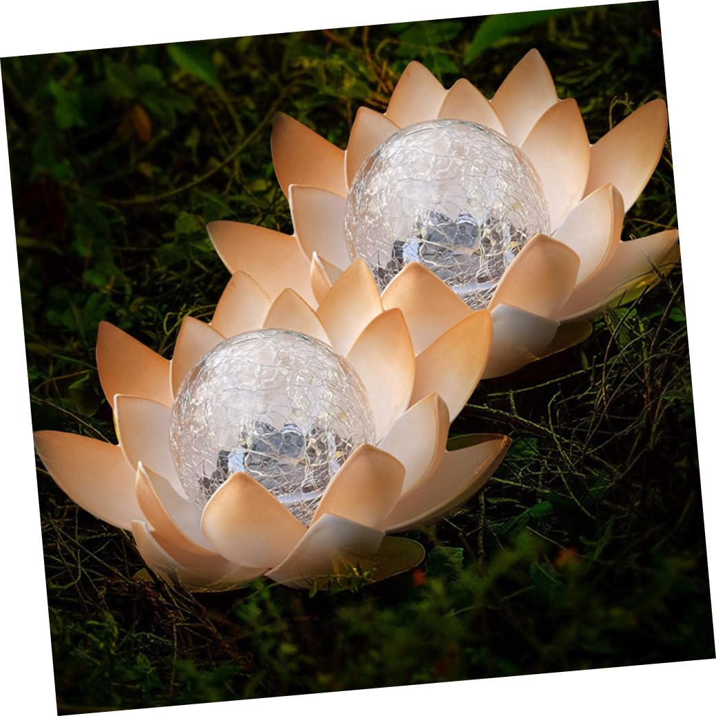 Tofficu Lámpara Solar de Loto para Jardín Luz LED Decorativa, Material Eva Abs Vidrio, Batería de 600 Mah, Adecuado para Caminos y Exteriores