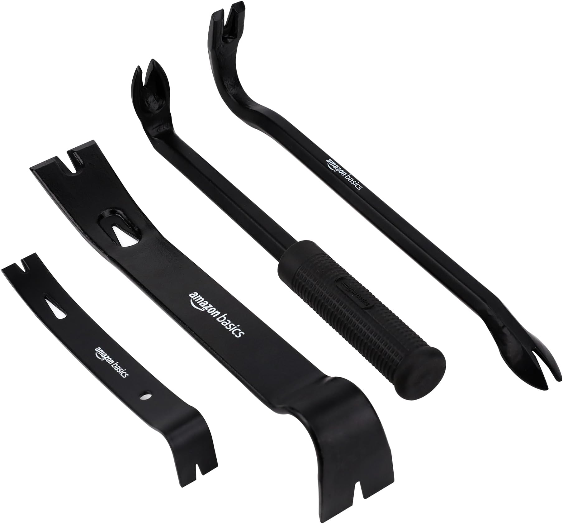 Amazon Basics Pry Bar/Nail Puller 4 Piece Set, Black