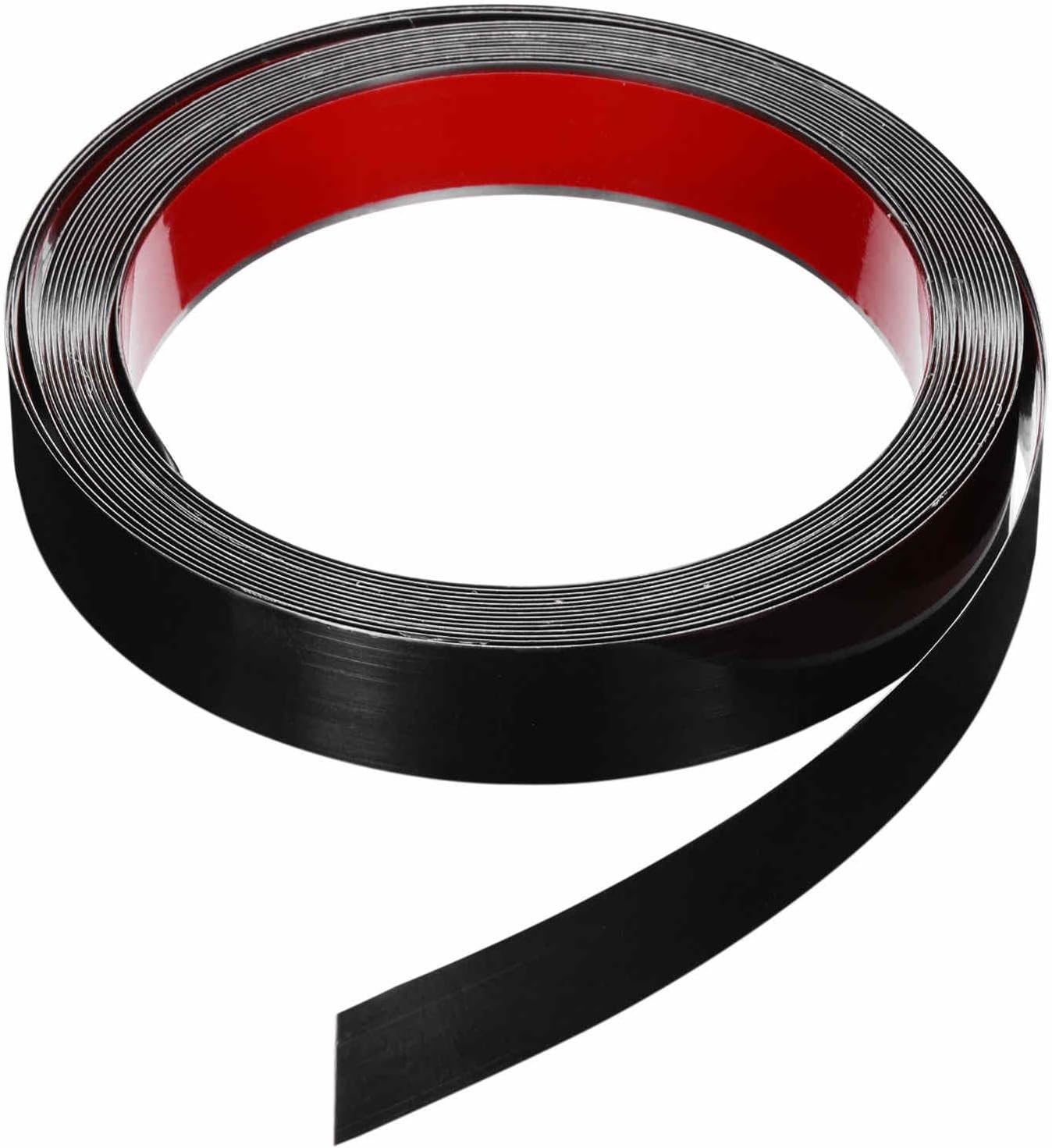 HARFINGTON Peel and Stick Metal Molding Trim 1" x 20ft Self-Adhesive Stainless Steel Wall Trim Mirror Like Decorate Strip for Wall Ceiling Floor Cabinet Tile Edge, Black