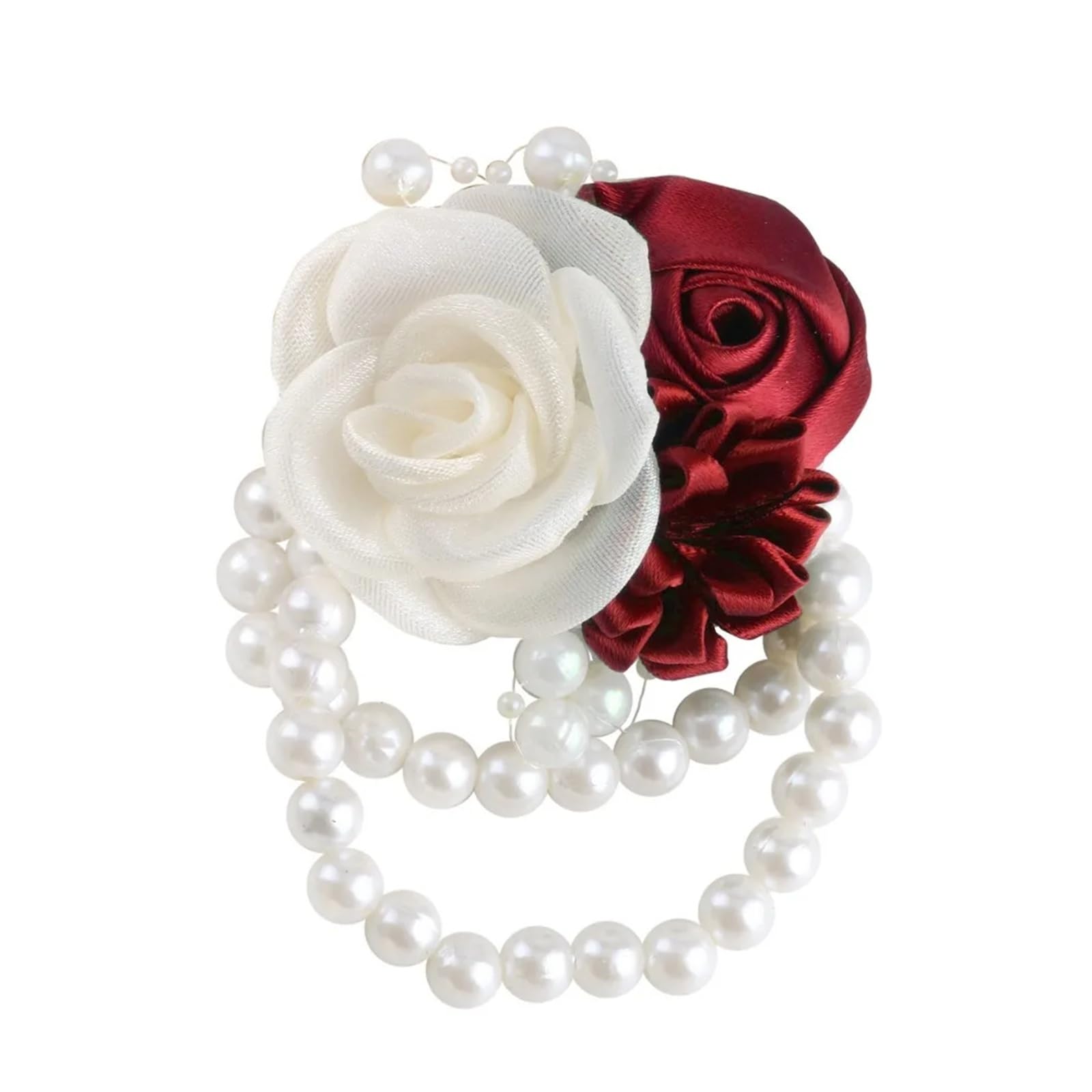 MQFBNNP Wedding boutonniere Organza & Satin Rose Boutonniere & Wrist Corsage(Silver)