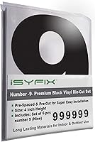 Vista 73 de iSYFIX Calcomanías de vinilo negro con el número 3 (tres), paquete de 6 calcomanías autoadhesivas de 8 pulgadas, calcomanías troqueladas y 3 Negro