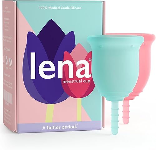 Lena Taza menstrual  Taza reutilizable  Alternativa al tampón y almohadilla  Pequeño y grande  Rosa y turquesa  Fabricado en Estados Unidos