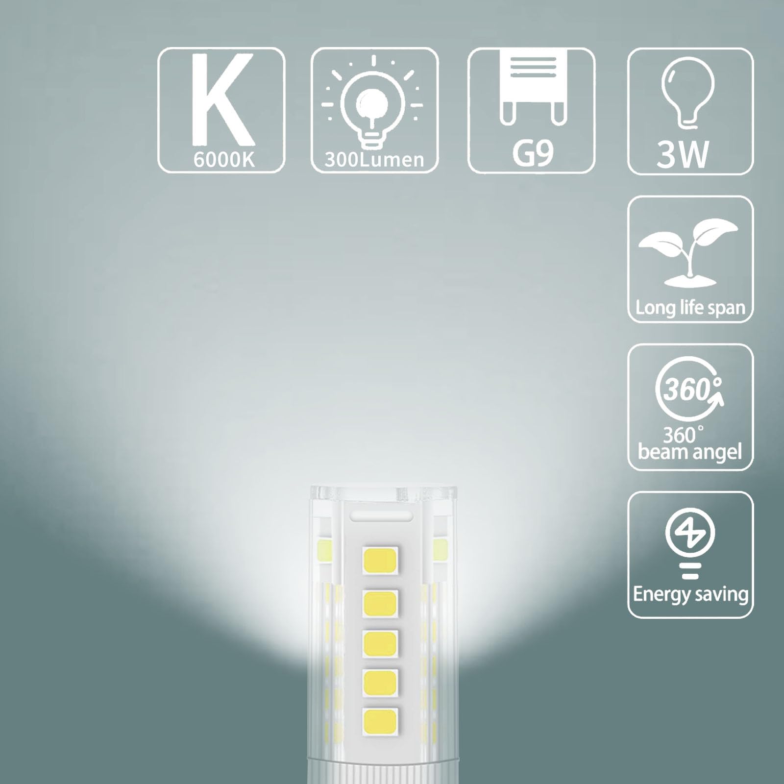 TOKIISHE G9 LED Bulbs Cool White, 3W, 300LM, 6000K, Equivalent to 30W Halogen - Image 3