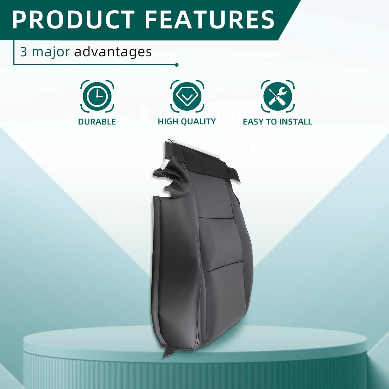 AUTOKAY Black Driver Bottom Leather Seat Cover Fits for Honda Accord 2008 2009 2010 2011 2012