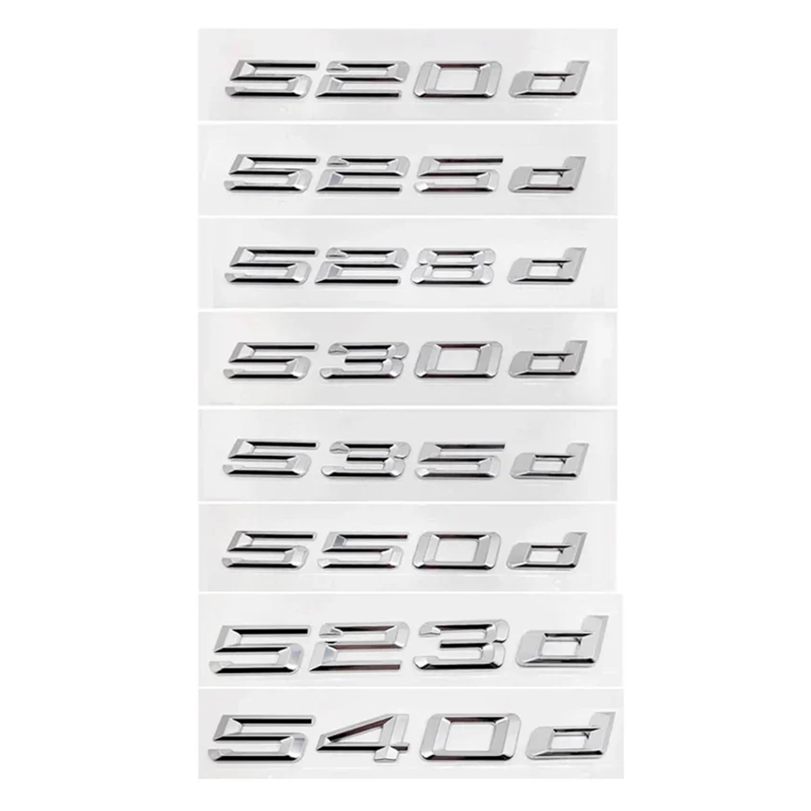 NBCNZCTSAS 3D ABS Car Trunk Letters Logo Decals Badge Emblem Sticker Fit For BMW 5 Series 520d 525d 528d 530d 535d 540d E39 E60 E61 F07 F10 F11(Gloss Silver,550d)
