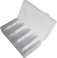 60 unidades de cápsulas de moeda de 41 mm com caixa de armazenamento, porta-moedas de plástico espesso para comemorativo e prata, estojo organizador transparente de ajuste apertado para