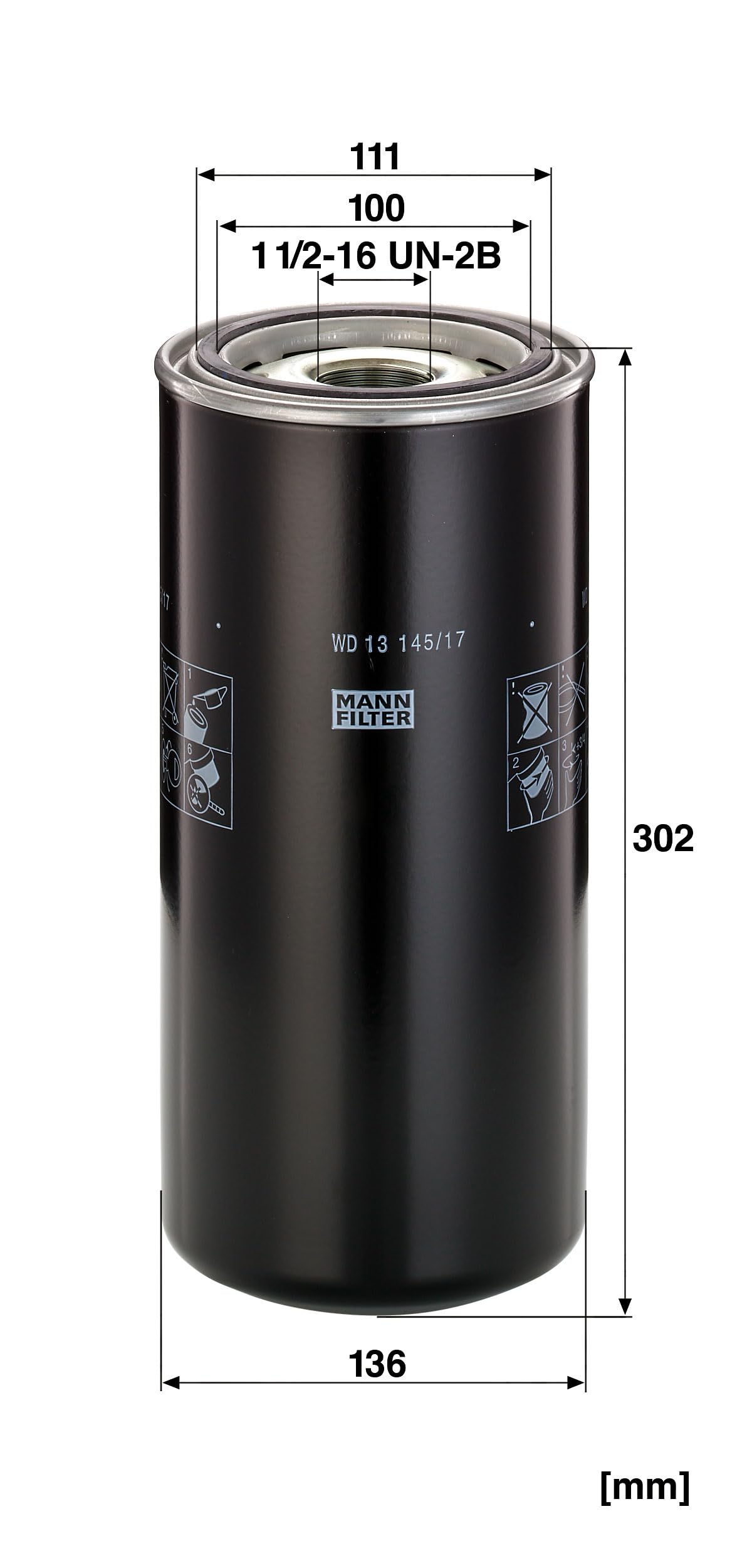 MANN-FILTER WD 13 145/17 Filtro de aceite - para Aplicaciones fuera de autopista