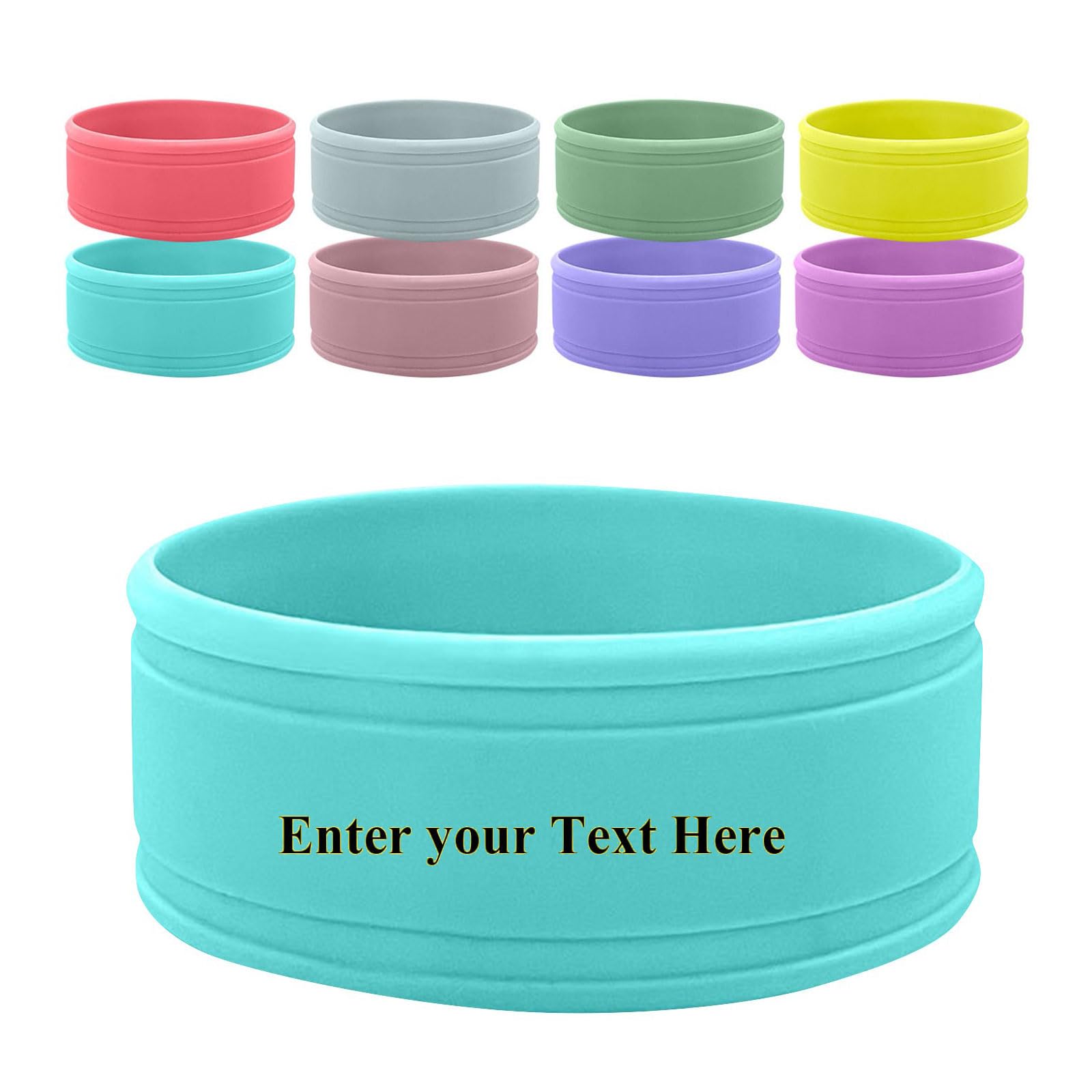 Personalised Silicone Bottle Band,Custom Water Bottle Name Bands,Food Grade Silicon Non-Slip Anti-Heat Insulation Hollow Cup Sleeve (Blue)