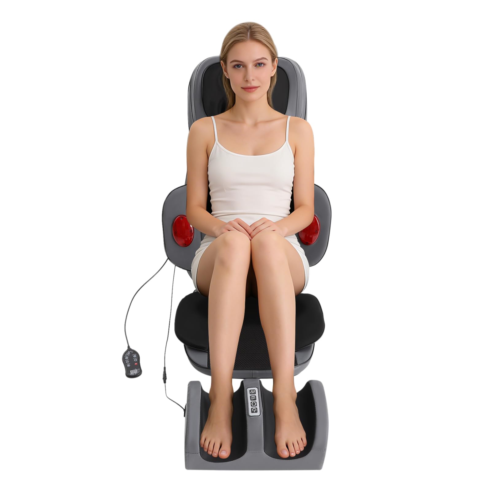 Tappetino massaggiante con funzione massaggiante, con funzione di vibrazione, 3 livelli di intensità, telecomando, massaggiatore shiatsu per la casa, il collo, il massaggio dei piedi
