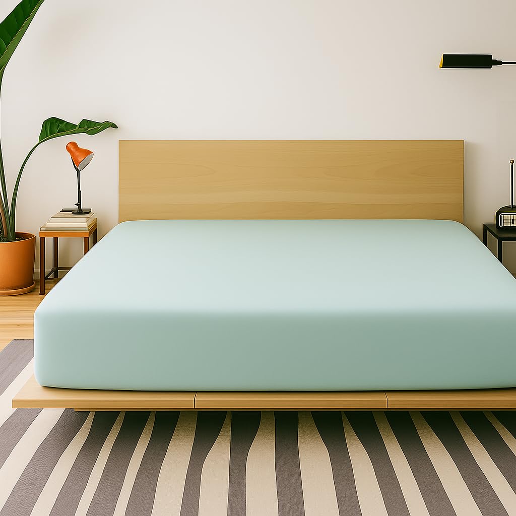 Nightzone Duck Egg Night Zone Fitted Sheet – Double – – Soft Microfibre Bed Sheet – Deep Pocket 25Cm – Wrinkle-Resistant, Breathable & Easy Care – Hotel Quality