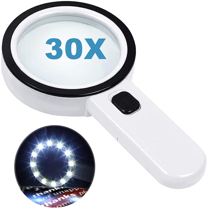 Buy Magnifying Glass with Light, 30X Double Glass Lens Handheld
