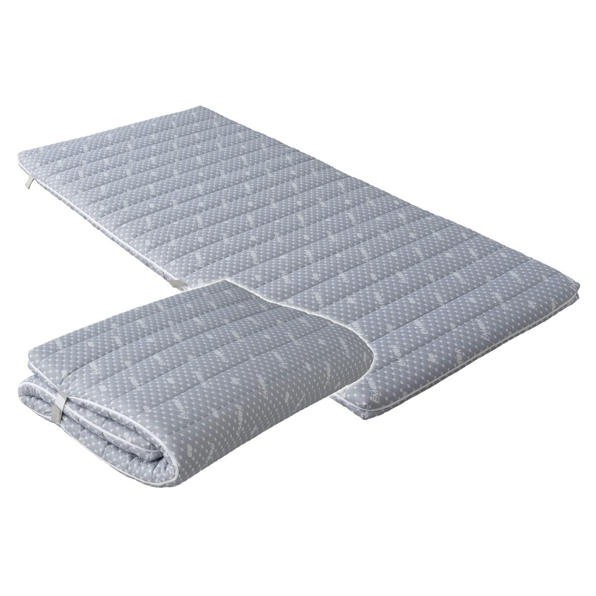 EMOOR Matelas de Futon Hybride Pliable 90 x 195 cm avec Housse Rembourrée Lavable Gris, Taille Single Japonaise Mousse Uréthane Haute Résilience 150N Surmatelas de Sol Tatami