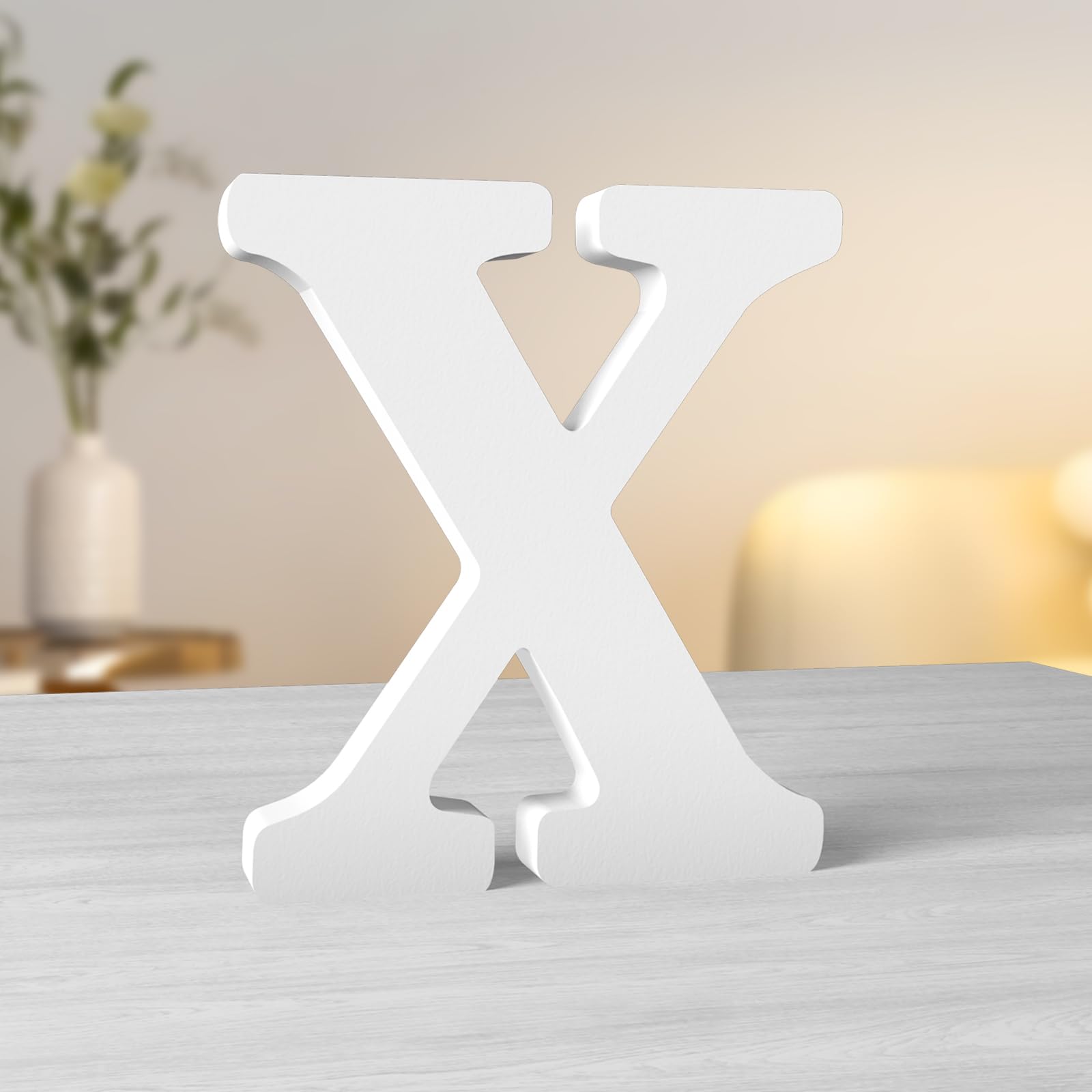 Aruatu 8 Inch White Wood Letters Unfinished Wood Letters for Wall Decor Decorative Standing Letters Large Letters for wall Decoration for Craft Home Party Projects (X)