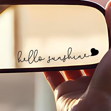 3X Hello Sunshine Car Mirror Decal, Rearview Mirror Decal, Car Mirror