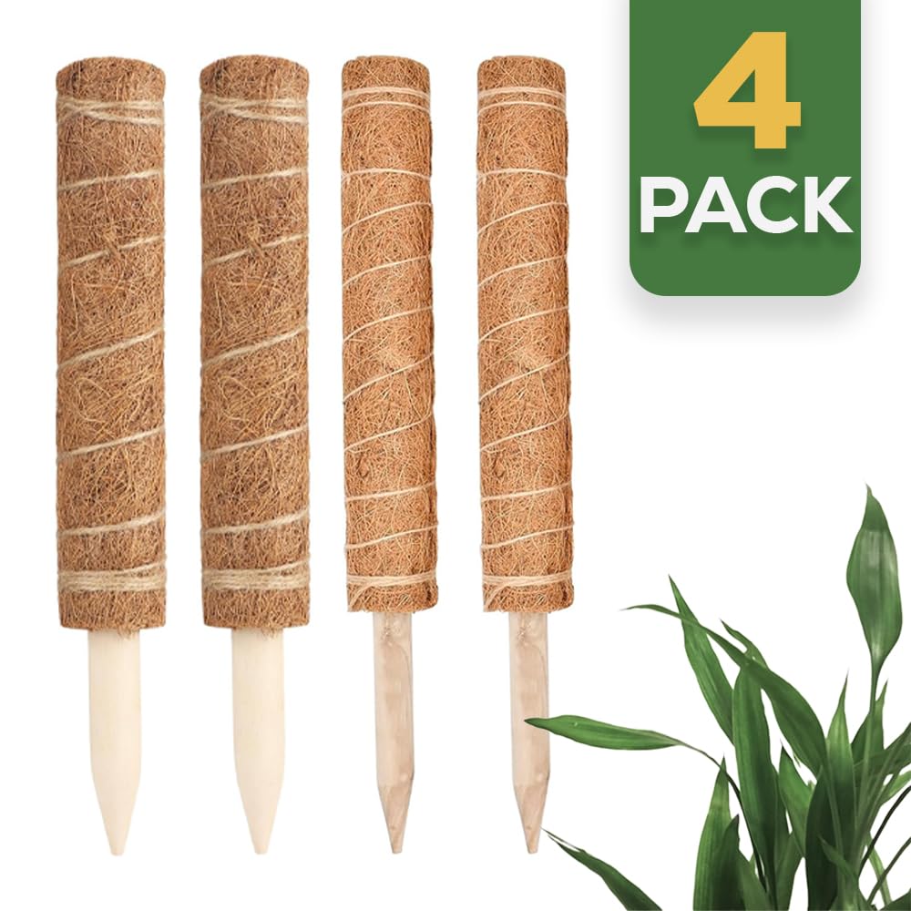 Garden Mile Tall Moss Pole Set of 4, Stackable Coconut Coir Support for Indoor Climbing Plants Monstera - Image 2