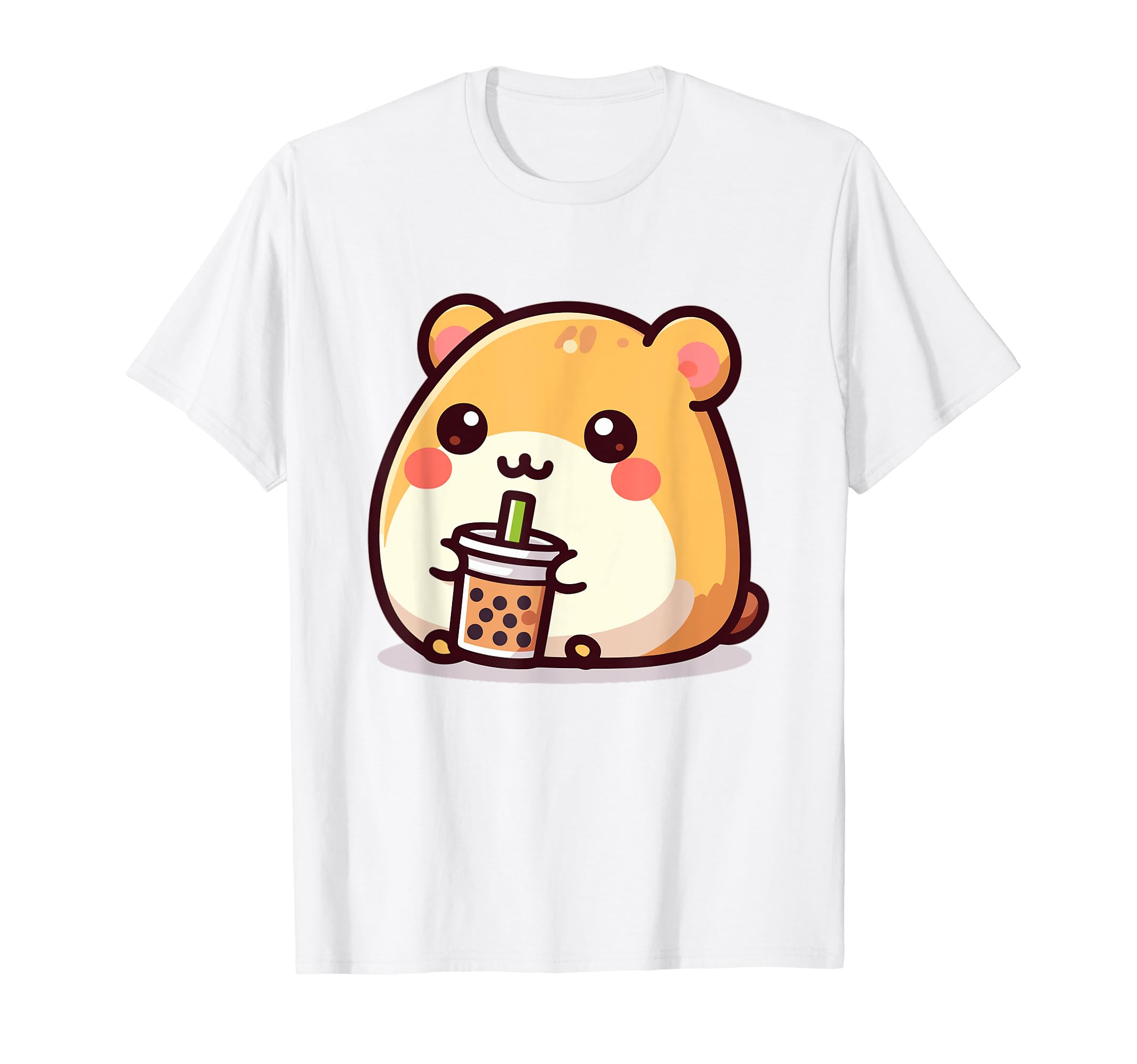 Cute Kawaii Animals Drinking Boba Tea Co.Cute Japanese Kawaii Chibi Lemming Drinking Boba Tea T-Shirt
