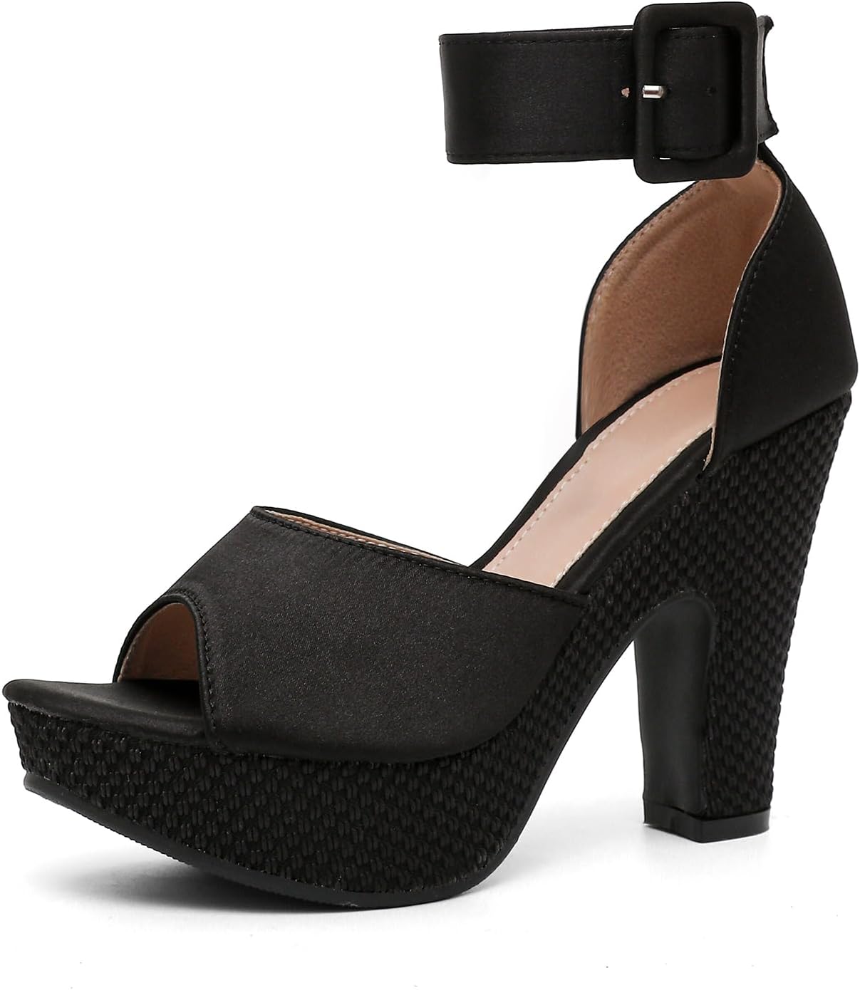 Women's Platform Pumps Block Heels Sandals Peep Toe Ankle Strap Dress Wedding Shoes