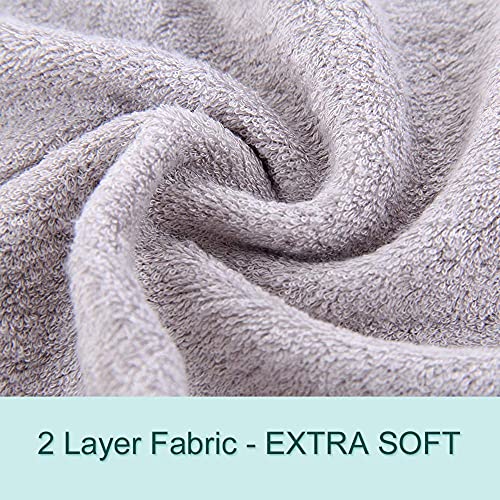 Image of HIPHOP PANDA Ultra Soft Hooded Baby Towel - 2-Layer Thick 500GSM Absorbent | Rayon Made from Bamboo, Hooded Bath Towel for Newborn, Infant, Toddler, Baby Registry - Hippo, 30x40 In