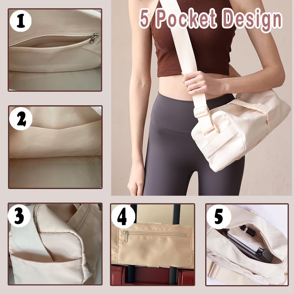 Borsone Palestra Piccola per Donna/Uomo, Woukksy Piccolo Borsa Sportiva Impermeabile per Yoga, Nuoto, 8.1L Oxford Borsa a Tracolla alla Moda Per Viaggi Di Fine Settimana, Pendolarismo (Bianco)