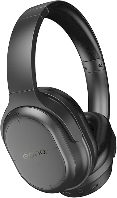 Amazon Brand Harman designed Eono Over-Ear Active Noise-Cancelling Bluetooth Headphones, 35+ hours playtime, Hands free call, USB-C, Hi-Fi - Black