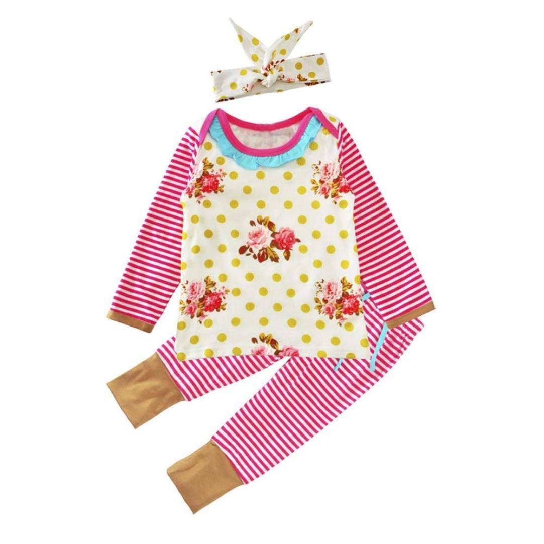 MChoice Baby Girl's Clothes 3Pcs Outfit Clothes Print T Shirt Pants