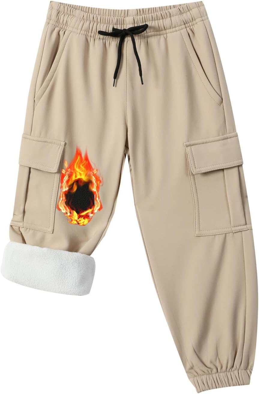 Toddler Warm Skiing Snow Pants Baby Boys Girls Waterproof Cargo Hiking Pants Kids Fleece Lined Winter Sweatpants - Image 6