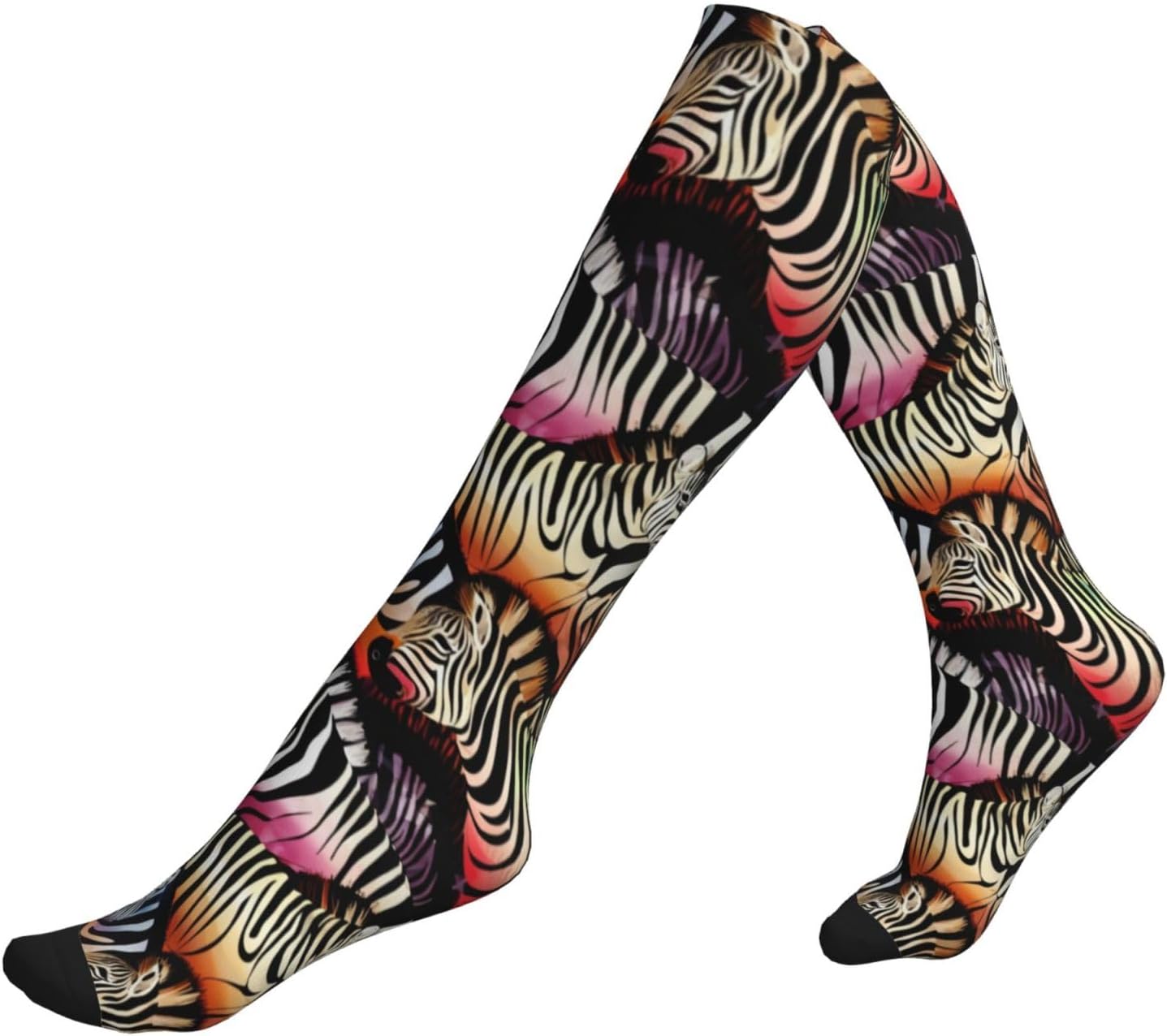Coloured Zebra Print Compression Running Socks For Men And Women Athletic Socks For Everyday Use Socks