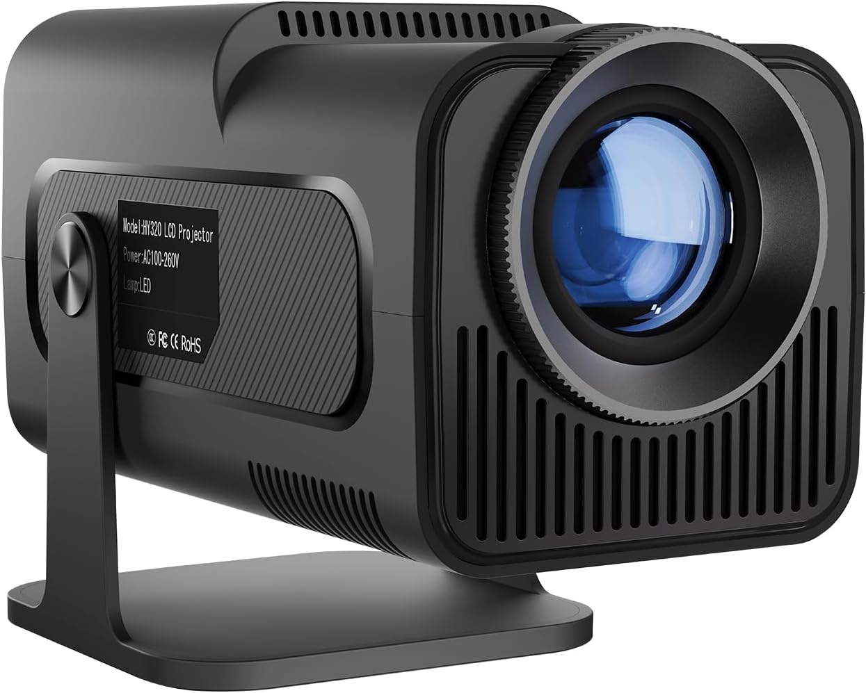 جهاز عرض صغير محمول HY320، جهاز عرض ذكي Natvie 1080P 4K يدعم 10000 لومن مع واي فاي 6، BT 5.0، تعديل الشاشة، دوران 180 درجة، نظام تشغيل Android 11.0 مدمج