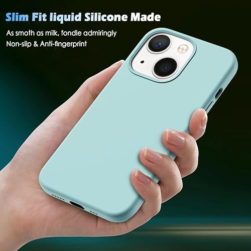 Miniatura 2 de YATWIN Funda 5 en 1 diseñada para iPhone 13 con 2 protectores de pantalla + 2 protectores de lente de cámara, silicona líquida, delgada, de goma