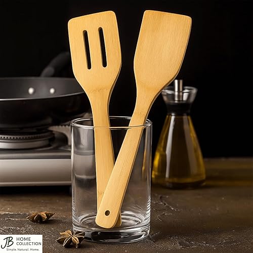 Miniatura 7 de JapanBargain 3670 - Juego de 5 espátulas de cocina de bambú, tenedor de cocina, cuchara de cocina, utensilios de cocina, 12 pulgadas, 2 juegos