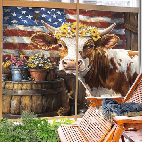 Vinilo decorativo para ventana Abstract Barn Cow 17.7x23.6 in x2 miniatura 4