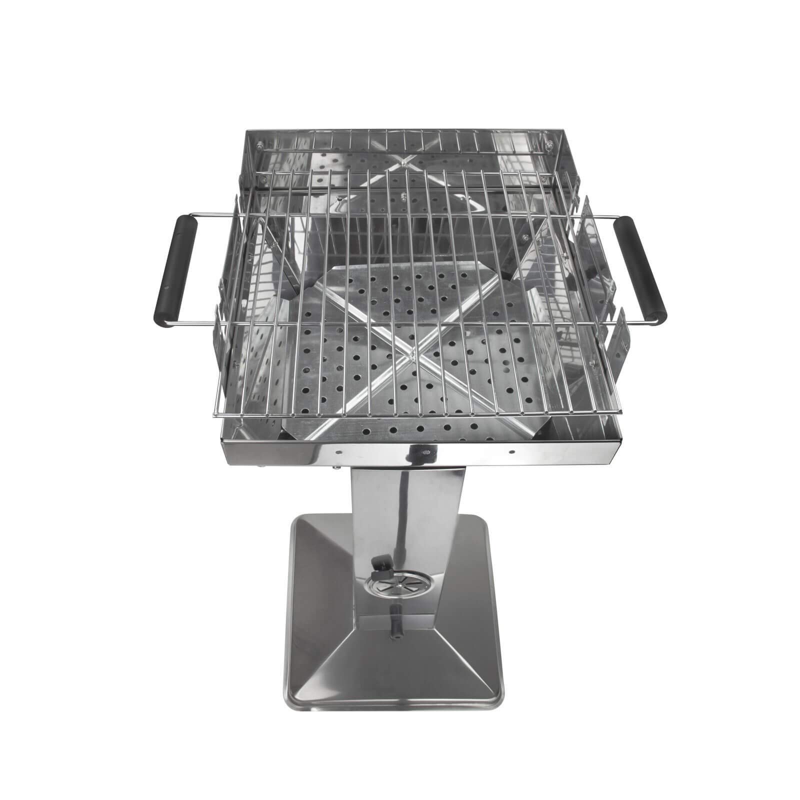 DEMA Grill kolumnowy 52,5 x 41,5 x 94 cm – grill lejkowy, grill na węgiel drzewny, grill węglowy, ze stali nierdzewnej, wytrzymały i odporny na wysokie temperatury, idealny do ogrodu, na taras i do