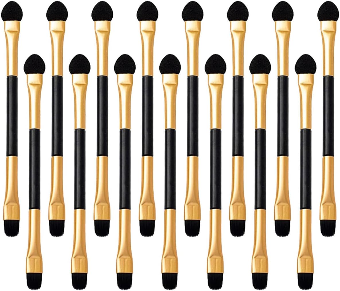15pcs Double Sided Eye Shadow Applicator Portable Lightweight Durable Double Ended Brush for Eye Makeup, Cosmetic Pouch Storage for Business and Party
