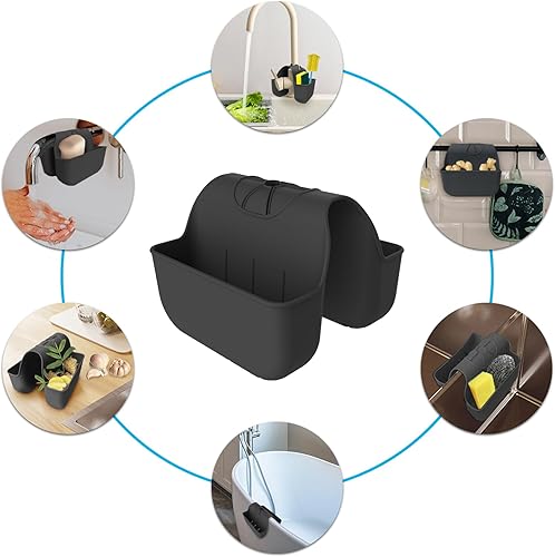 Miniatura 5 de Soporte de esponja para fregadero de cocina, estante organizador de sillín de fregadero de silicona, soporte para esponjas sobre el grifo,