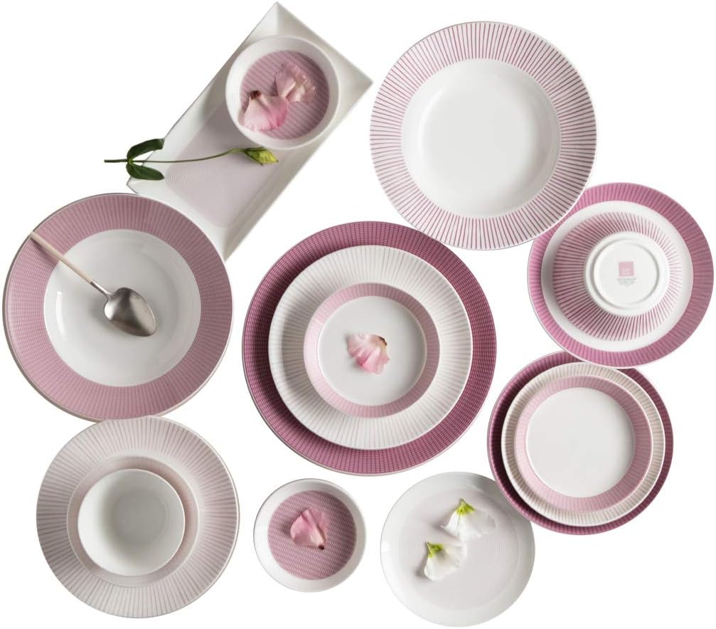 Hankook Chinaware 한국도자기 Cozy Pink Home Set for 4, Dinnerware, Korean Fine Bone-China, Dojagi, Ceramic