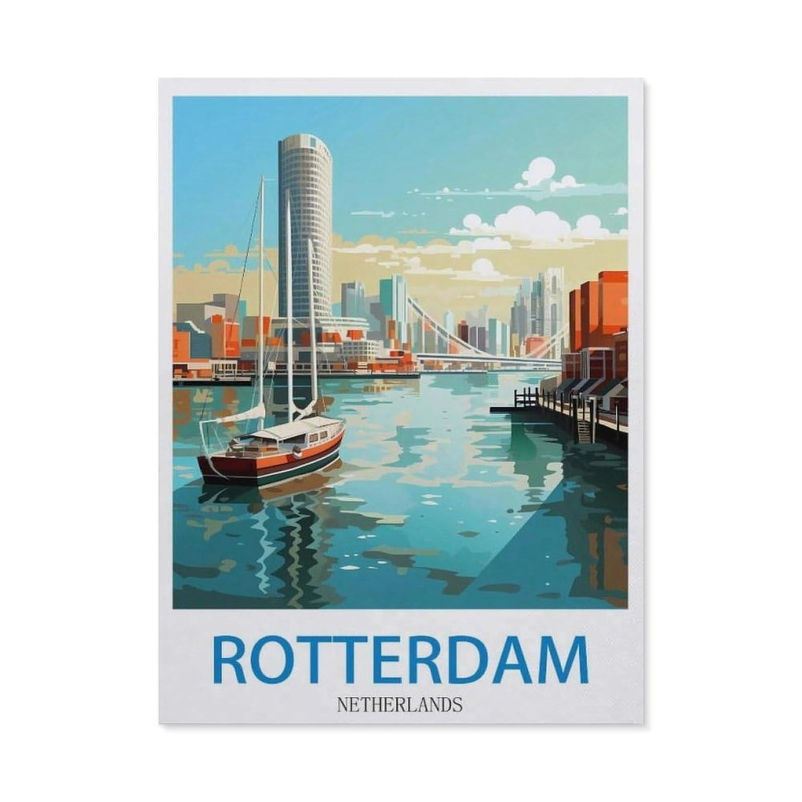 Funny Metal Tin Sign Wall Decor，Rotterdam Netherlands(15x30cm）