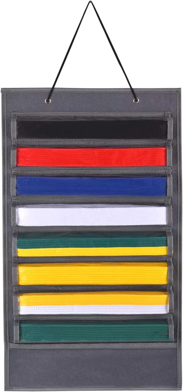 ZFZGFRCS Karate Martial Arts Belts Storage Martial Arts Belts Organizer Bag Martial Arts Taekwondo Belt Display Holder-Holds 8 Karate Belts and 5 Medals, Durable & Dust-Proof (Black) : Sports & Outdoors