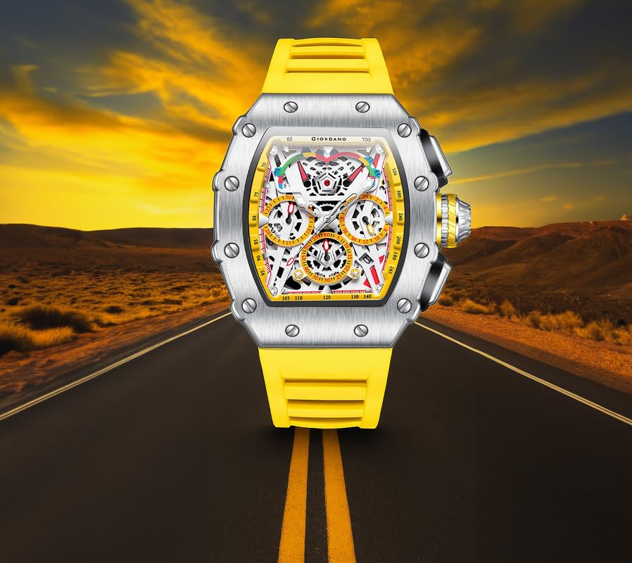 Image of Giordano Multifunction Watch for Men with Day, Date, and 24-Hour Sub-Dial, Water Resistant Square Dial Unique Design