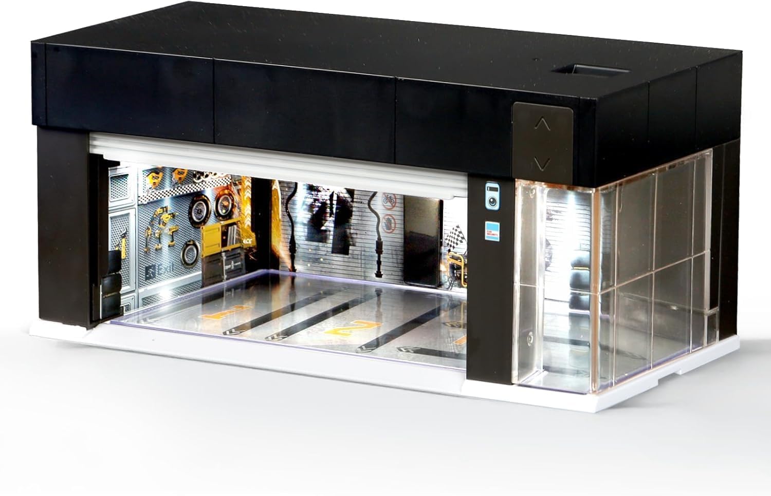 Zupxel Black Garage Diorama for Diecast Cars with LED Lights