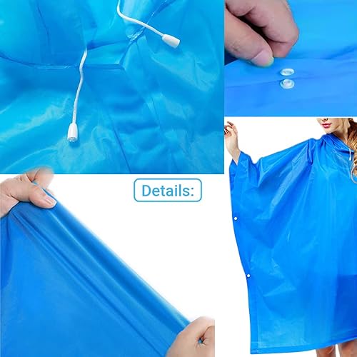 Miniatura 4 de 4 Pack Rain Ponchos for Adult,Reusable Raincoat Rain Jacket Rainwear Women Girls,Camping,Hiking,Travel Rain Gear