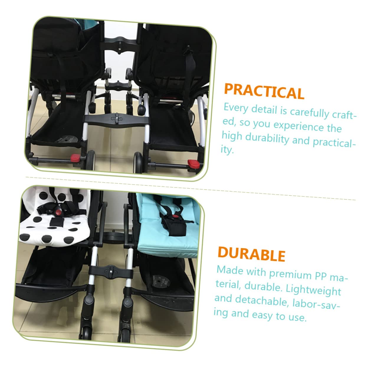 FRCOLOR 3pcs Adjustable Stroller Connector for Twins Dual Stroller Accessories for Easy Connection Compatible Most Models