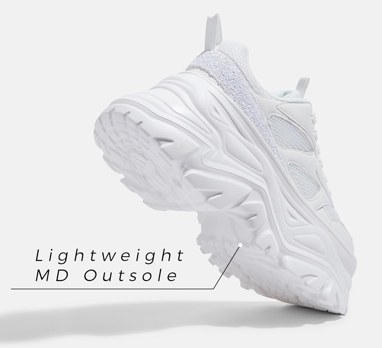 LUCKY STEP Women's Rhinestone Chunky Sneakers Breathable Lace-Up Platform Walking Sneakers Fashion Casual Dad Shoes - Image 3